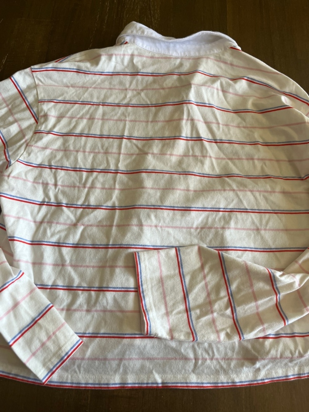 KULE White Long-Sleeve Polo with Red and Navy Stripes crop small Lexie - Picture 5 of 5